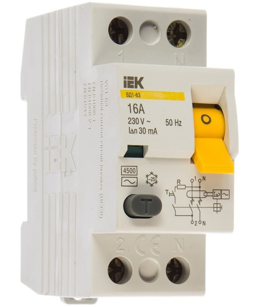 УЗО IEK 2Р 16А 30мА тип АС ВД1-63 Устройство защитного отключения ИЭК ...
