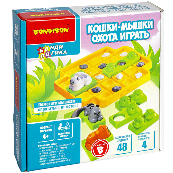 Bondibon Игра настольная логическая с т.з.Bondibon "КОШКИ-МЫШКИ. ОХОТА ...