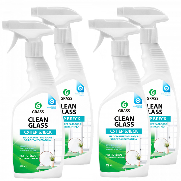 Очиститель стекол зеркал пластика хрома Clean Glass 600 мл. х 4 шт ...