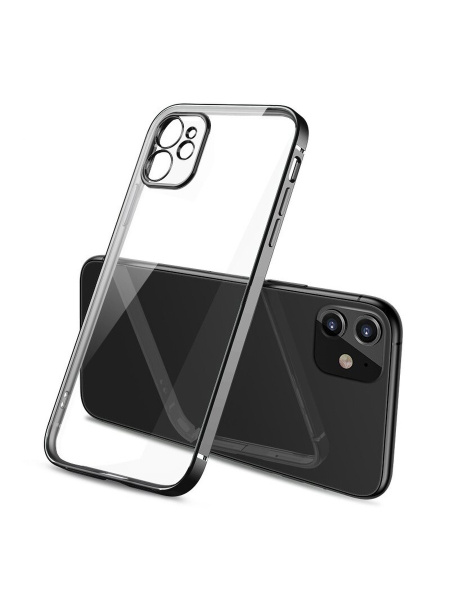 Чехол для iPhone 11 в стиле Айфон 12 / Прозрачный с защитой камеры ...