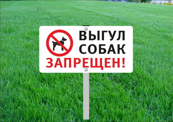 Табличка на стойке-топпер Выгул собак запрещён, 100 см, 40 см - купить ...