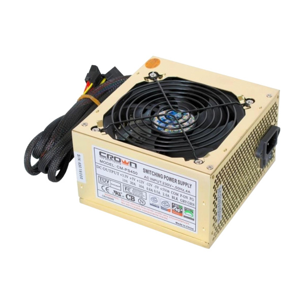 Блок питания компьютера Crown CM-PS450W smart, 450В, (20+4in, 120mm FAN ...