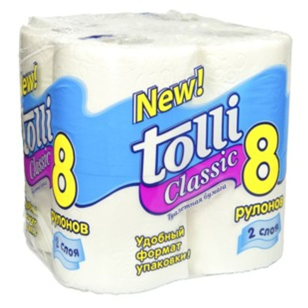 Tolli classic туалетная бумага 1 уп 8 рулонов - купить с доставкой по ...