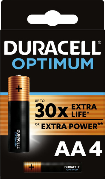 Батарейки Duracell Optimum АA/LR6 алкалиновые (щелочные) 1,5v 4 штук ...