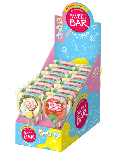 Конфитрейд SWEET BAR Карамель на палочке Коктейли, 20 шт по 20г. купить ...