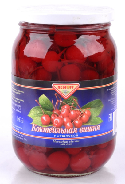 Вишня коктейльная красная с веточкой "Delcoff", 720 мл - купить с ...