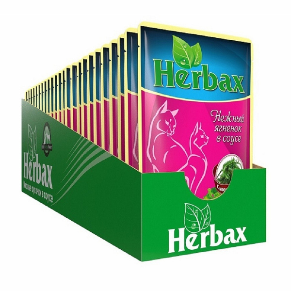 Корм для кошек влажный "HERBAX" , "Нежный Ягненок в соусе с морской ...