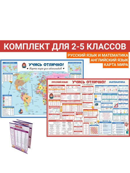 Школьные плакаты-шпаргалки и буклеты - Учись отлично. Комплект ...
