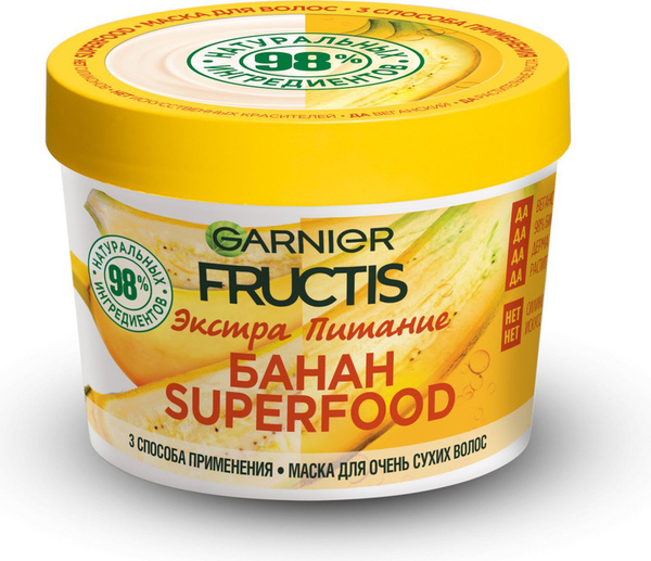 Маска Fructis Superfood, Экстра Питание, Банан, для очень сухих волос ...