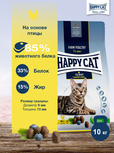 Cухой корм для кошек крупных пород Хэппи Кэт Эдалт Кулинария Домашняя ...