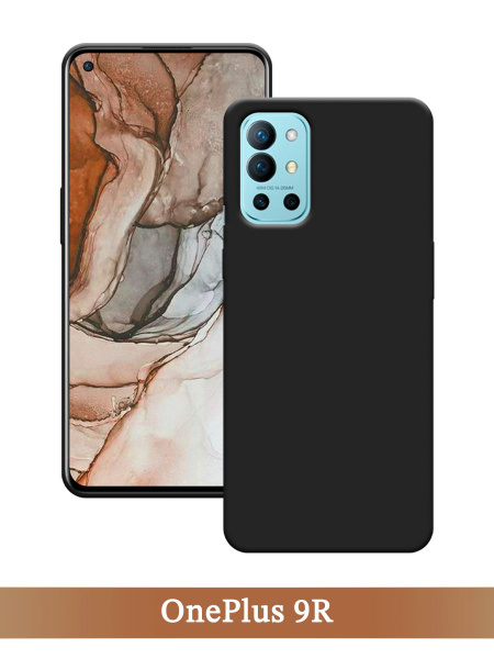 Матовый силиконовый чехол на OnePlus 9R / Ван Плас 9Р с защитой камеры ...