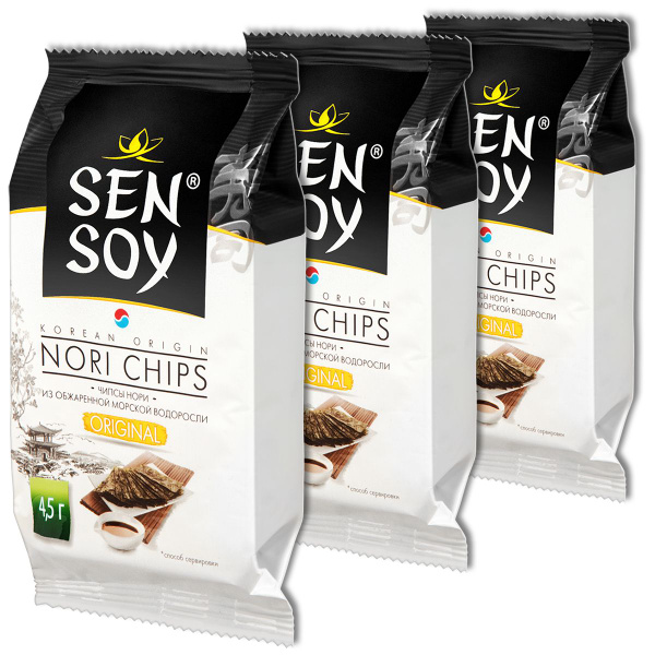 Морские чипсы из водорослей Нори SenSoy ORIGINAL 4,5 г, 3 шт. - купить ...