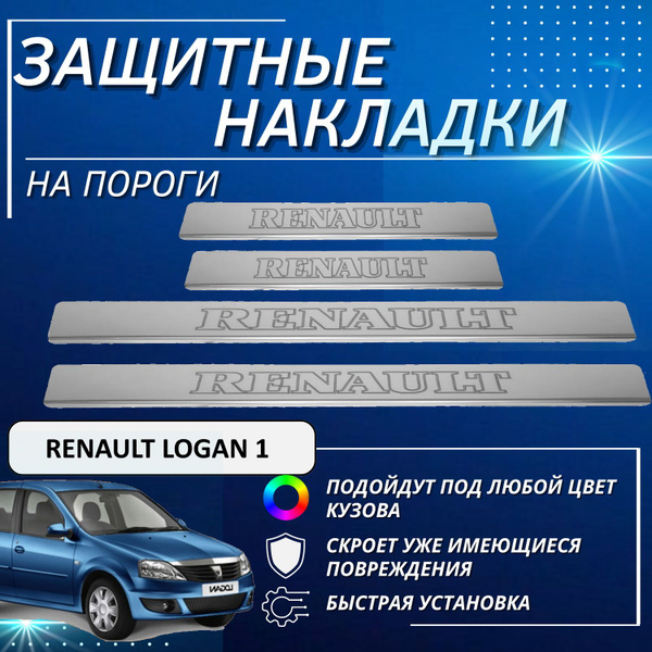 Накладки на пороги Рено Логан 1, RENAULT LOGAN 1 (контур RENAULT ...