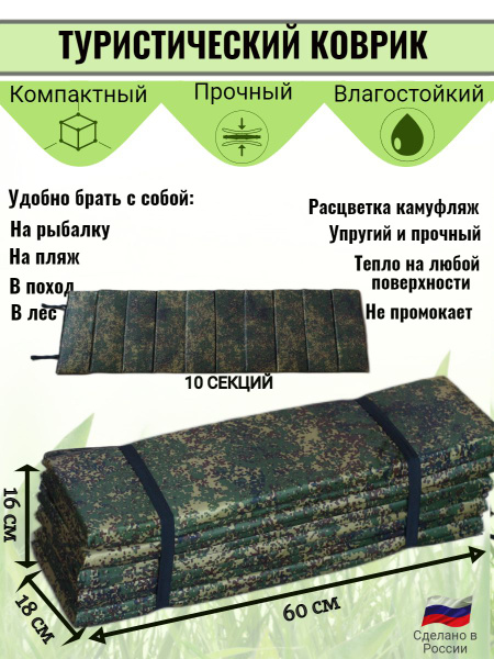 Коврик туристический складной / для туризма / для охоты и рыбалки ...