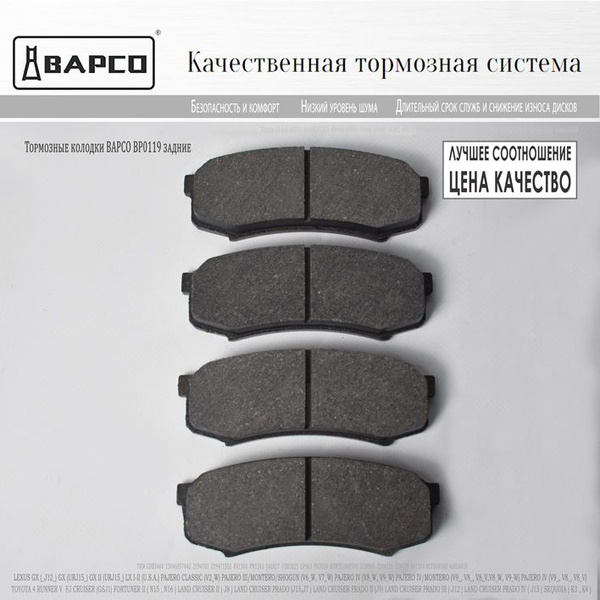 Колодки тормозные BAPCO BP0119 Задние - купить по низким ценам в ...