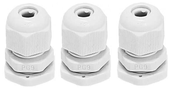 Кабельный ввод (сальник) PG-9 диаметр проводника 4-8мм IP68 бело-серый ...