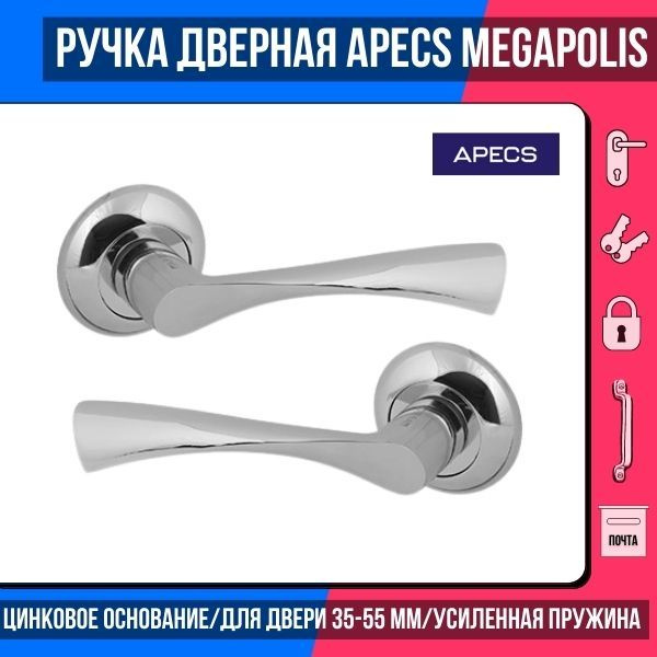 Ручка дверная межкомнатная APECS Megapolis "New-York" H-0823-A-CR ...