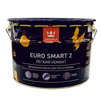 Краска Tikkurila Euro Smart 2, Водно-дисперсионная, Глубокоматовое ...