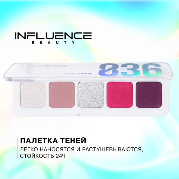Палетка теней для век INFLUENCE BEAUTY COLOR ALGORITHM 836, яркая ...