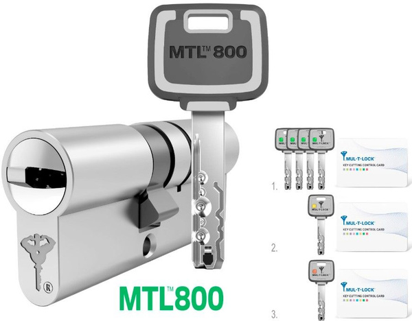 Цилиндровый механизм Mul-T-Lock MTL800 80 (40x40) ключ-ключ никель ...