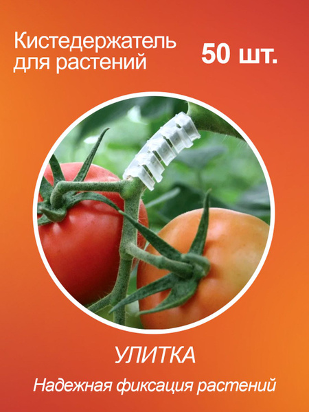 Кистедержатель улитка для томатов помидор и растений, пластик, 50 шт ...