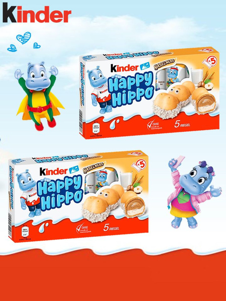 Батончики Киндер Хэппи Хиппо орех/ Kinder Happy Hippo Hazelnut 103 гр*2 ...