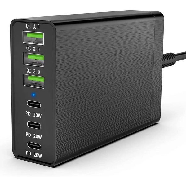 6-портовая настольная зарядная станция USB мощностью 96 Вт быстрое ...