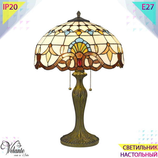Лампа настольная Тиффани Velante 830-804-02, 120W, E27 с витражным ...