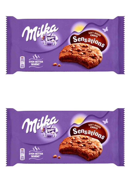 Milka печенье Sensations Soft Inside Choco Cookies, коричневое, 156 г ...