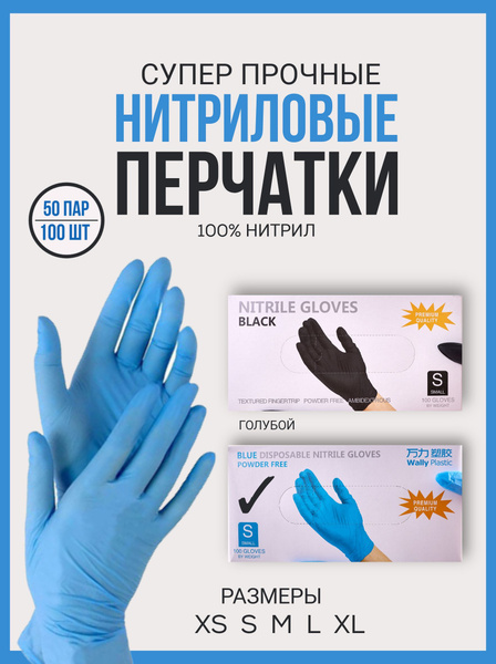 Wally Plastic, нитрил, голубой, размер S, 100 штук - купить с доставкой ...
