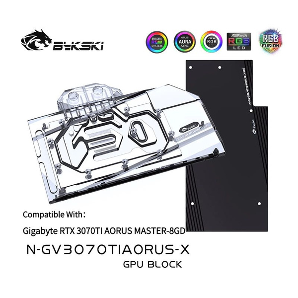 Блоки Bykski VGA для видеокарт AORUS GeForce RTX 3070Ti MASTER 8G A-RGB ...
