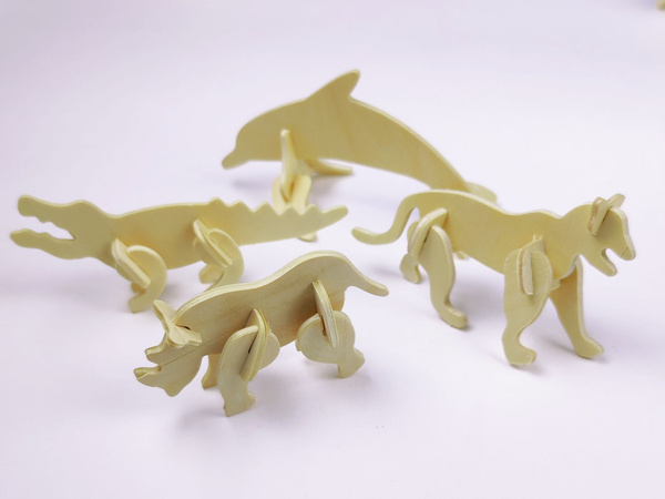 Деревянные фигурки. Дикие животные. Собирай, раскрашивай, играй ...