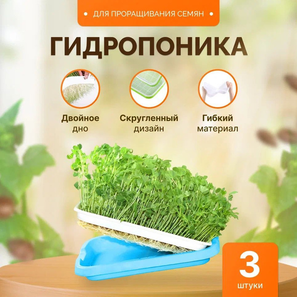 Проращиватель семян / Лоток для проращивания микрозелени Синий - 3 ...
