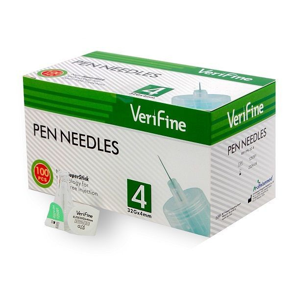 Иглы для инсулиновых шприц-ручек 4 мм 32G Verifine (ВЕРИФАЙН) №100 ...