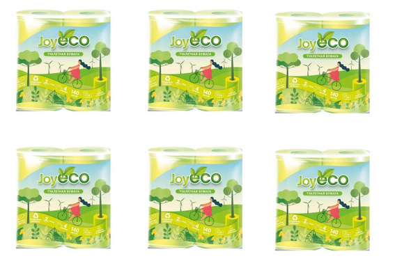 Туалетная бумага 2-слойная JOY Eco (Джой Эко) Салатовая, 4 рулона х 6уп ...
