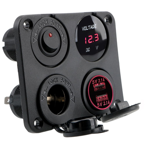 Разветвитель-адаптер питания 12-24 В 4 в 1/панель, USB розетка ...