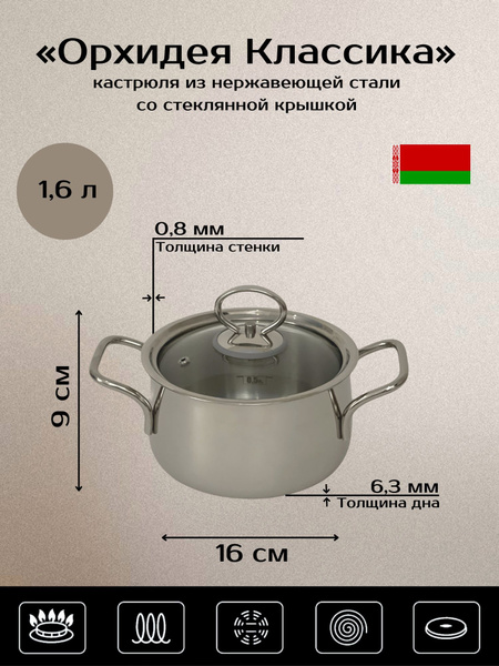 Кастрюля КУХАР, Нержавеющая сталь, 1,6 л - купить по выгодной цене в ...
