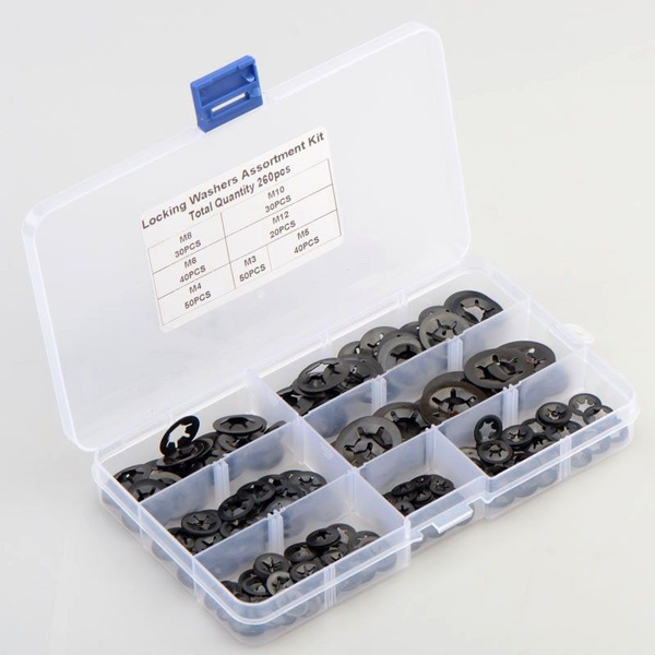 Зуб Starlock Нажимные стопорные шайбы M3-M12 260Pcs - купить с ...