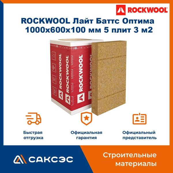 Утеплитель ROCKWOOL (Роквул) Лайт Баттс Оптима минеральная вата ...