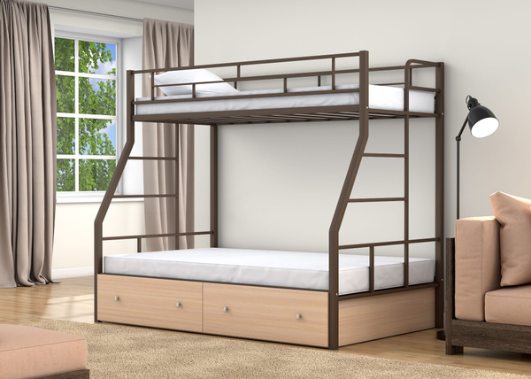 Двухъярусная кровать 4 СЕЗОНА Раута Твист ящикиx199x171 см - купить по ...