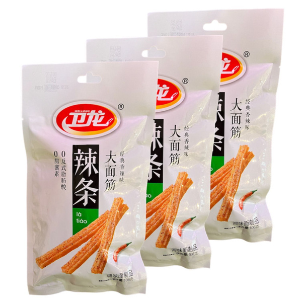 Китайские снеки Wei Long La Tiao острые из соевого мяса 3 шт по 106 гр ...