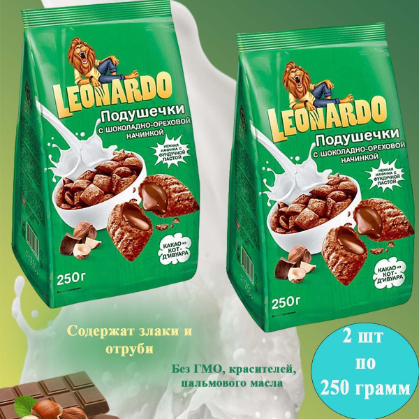 Готовый завтрак Leonardo Подушечки с шоколадно-ореховой начинкой 2 шт ...