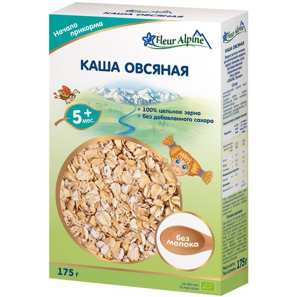 Каша безмолочная детская Fleur Alpine Овсяная, с 5 месяцев, 175 г ...
