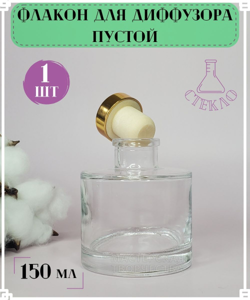 Характеристики Флакон для диффузора пустой, прозрачный с крышкой ...