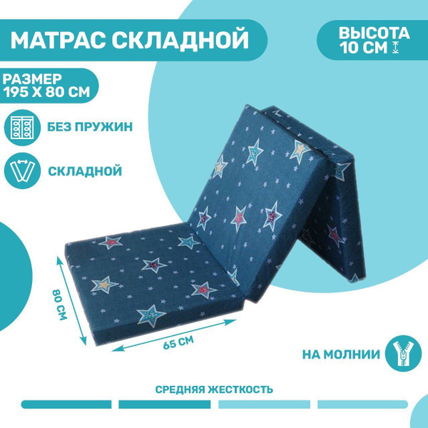 Складной матрас ШУЯ37 СКЛАДНОЙ_синий, Беспружинный, 80 - купить по ...