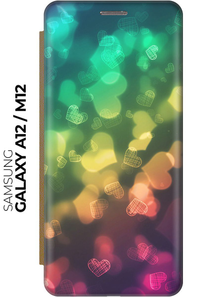 Чехол-книжка Сердечки на Samsung Galaxy A12 / M12 / Самсунг А12 / М12 ...