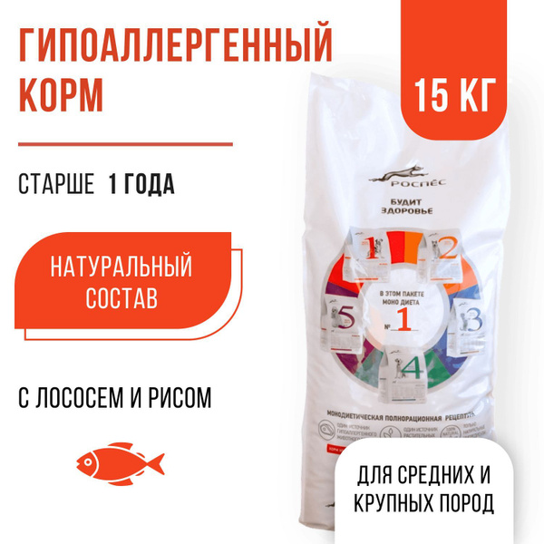 Сухой гипоаллергенный корм для собак супер-премиум-класса РосПёс, Моно ...