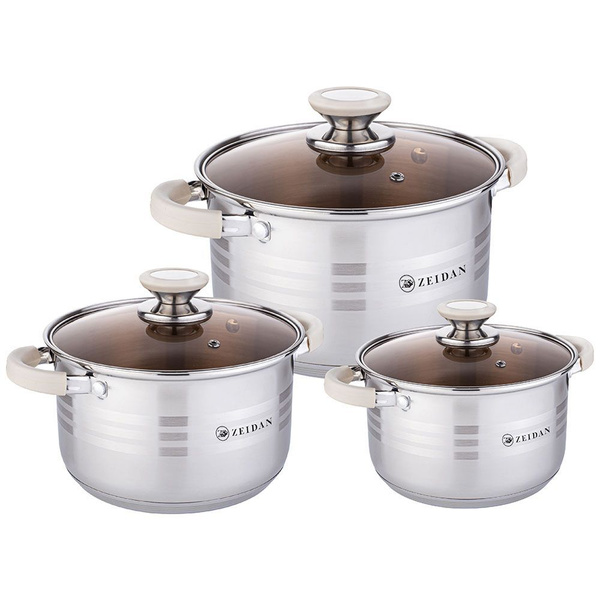 Набор кастрюль Zeidan, Нержавеющая сталь, 2,1 л, 3 л, 4 л - купить по ...