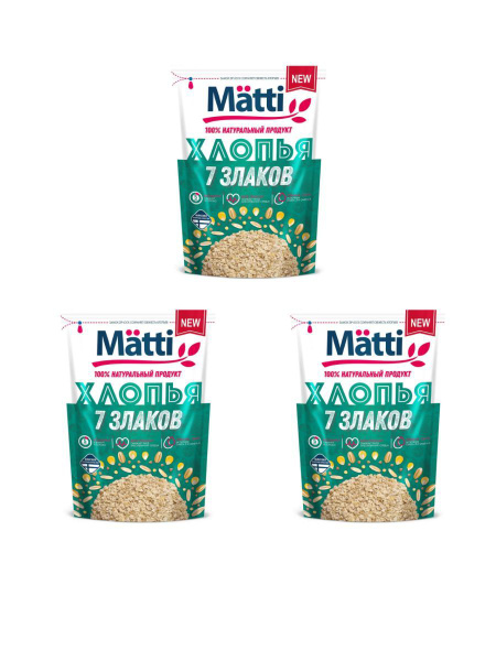 Хлопья Matti 7 злаков 400 г, 3шт - купить с доставкой по выгодным ценам ...