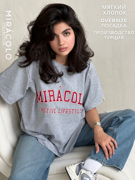 Футболка MIRACOLO, размер 42, цвет серый, красный, Хлопок 90%, эластан ...